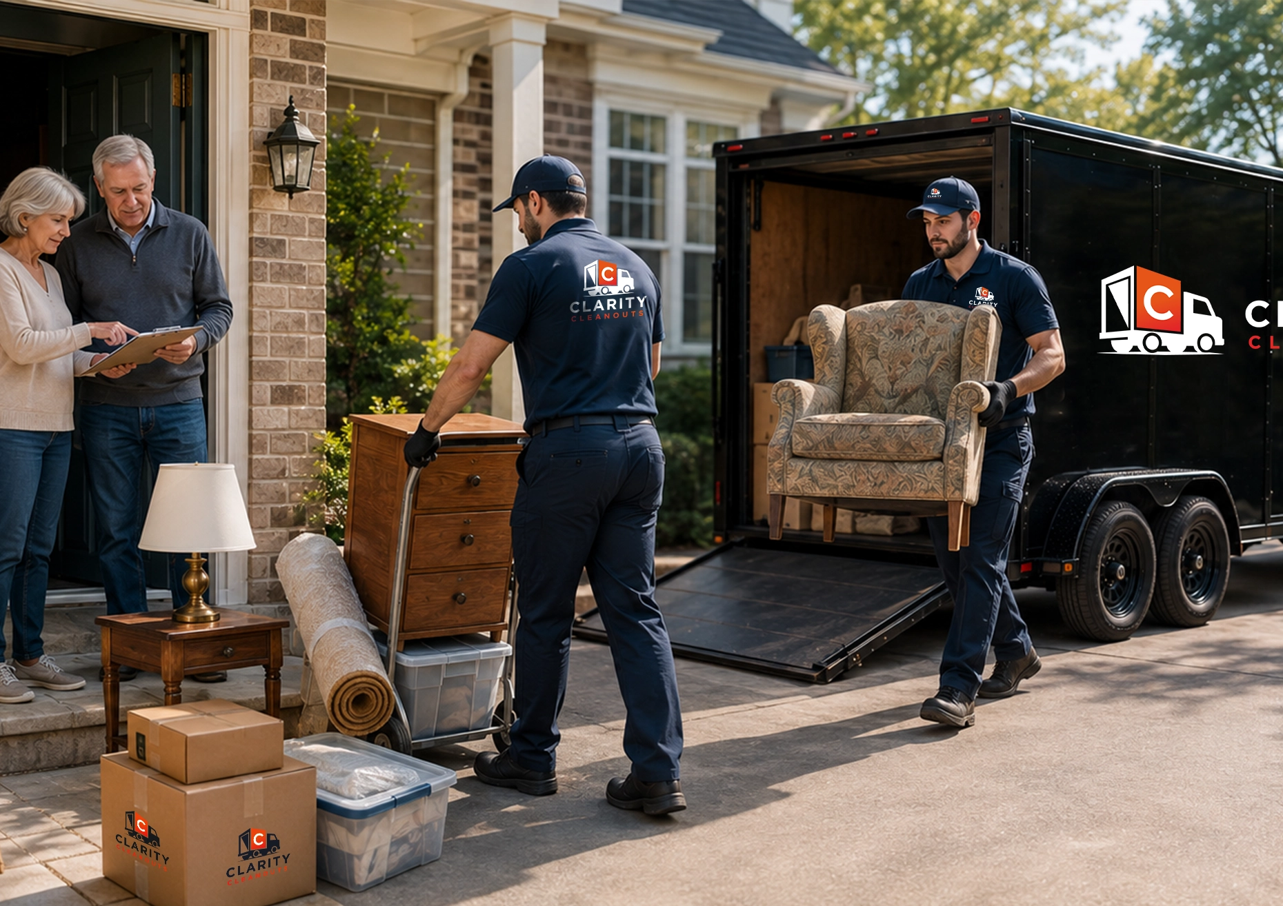 Clarity Cleanouts crew providing downsizing cleanout services at a Northern Virginia home.